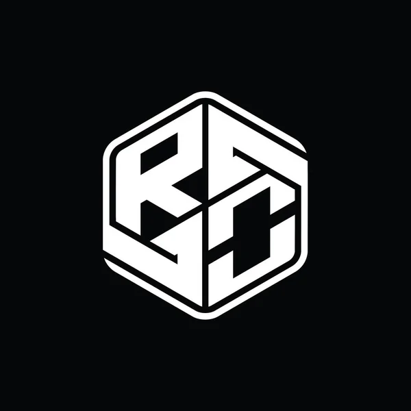 Ro手紙ロゴモノグラム六角形の装飾抽象的な独立したアウトラインデザインテンプレート — ストック写真