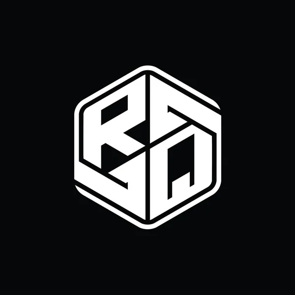 Логотип Монограммы Шестиугольник Орнаментом Абстрактный Изолированный Дизайн Контура Шаблона — стоковое фото