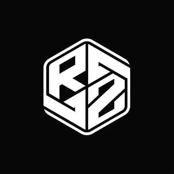 Letter Logo Monogram 六角形の形と装飾抽象的なアウトラインデザインテンプレート — ストック写真