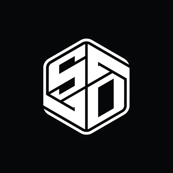 Эмблема Логотипа Шестиугольником Абстрактным Орнаментом — стоковое фото