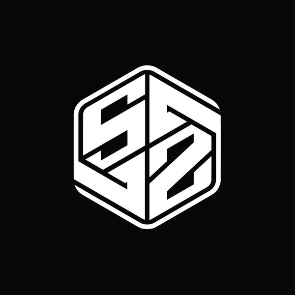 Szレターロゴモノグラム六角形の装飾抽象的なアウトラインデザインテンプレート — ストック写真