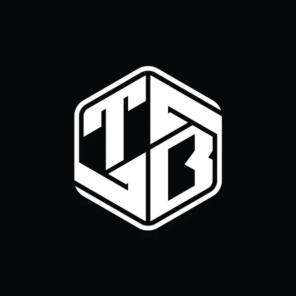 Tb字母标识六边形与装饰抽象隔离轮廓设计模板 — 图库照片