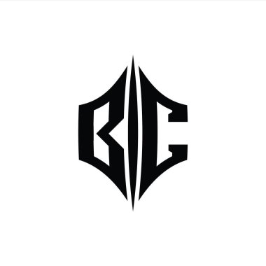 BC Harfi Logosu monogram altıgen elmas şekilli piercing stili tasarım şablonu
