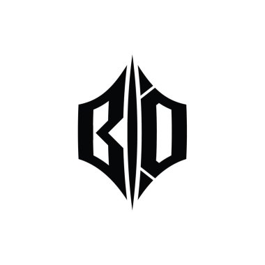BO Letter Logo monogram altıgen elmas şekilli piercing stili tasarım şablonu
