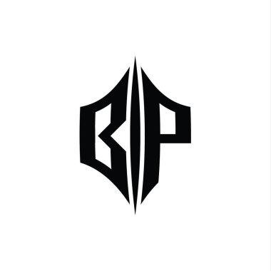 BP Harfi Logosu monogram altıgen elmas şekilli piercing stili tasarım şablonu