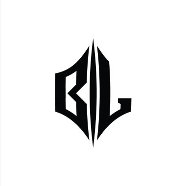 BL Letter Logo monogram altıgen elmas şekilli piercing stili tasarım şablonu