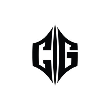 CG Harfi Logo monogram altıgen elmas şekilli piercing stili tasarım şablonu