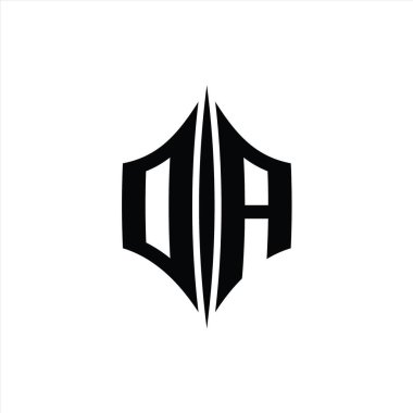 DA Harfi Logosu monogram altıgen elmas şekilli piercing stili tasarım şablonu