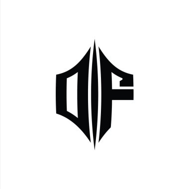 DF Harfi Logo monogram altıgen elmas şekilli piercing stili tasarım şablonu