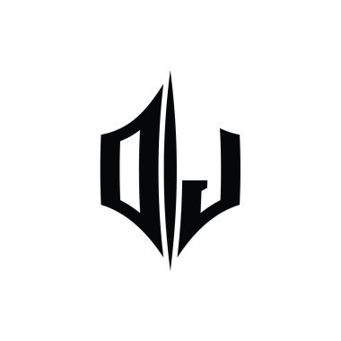 DJ Harf Logosu monogram altıgen elmas şekilli piercing stili tasarım şablonu