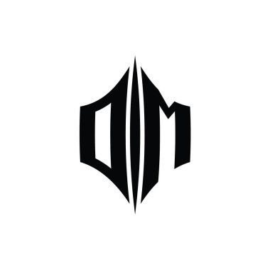 DM Harfi Logo monogram altıgen elmas şekilli piercing stili tasarım şablonu