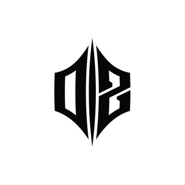 DZ Harf Logosu monogram altıgen elmas şekilli piercing stili tasarım şablonu