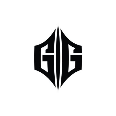 GG Harfi Logo monogram altıgen elmas şekilli piercing stili tasarım şablonu