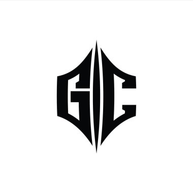 GC Harfi Logo monogram altıgen elmas şekilli piercing stili tasarım şablonu