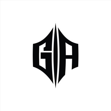 GA Letter Logo monogram altıgen elmas şekilli piercing stili tasarım şablonu