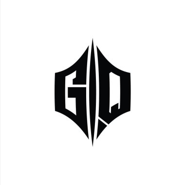 GQ Harfi Logo monogram altıgen elmas şekilli piercing stili tasarım şablonu