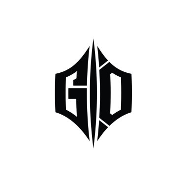 GO Harfi Logo monogram altıgen elmas şekilli piercing stili tasarım şablonu
