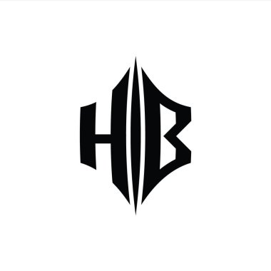 HB Harfi Logo monogram altıgen elmas şekilli piercing stili tasarım şablonu