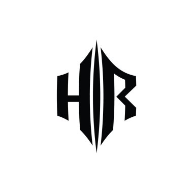 HR Harfi Logo monogram altıgen elmas şekilli piercing stili tasarım şablonu
