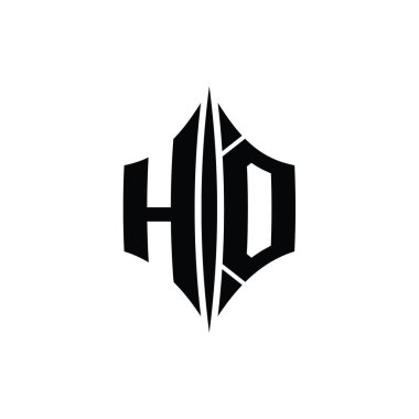 HO Harf Logosu monogram altıgen elmas şekilli piercing stili tasarım şablonu