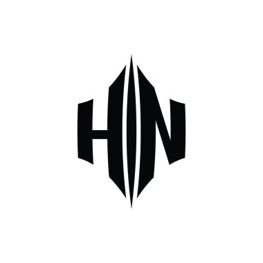 HN Harf Logosu monogram altıgen elmas şekilli piercing stili tasarım şablonu