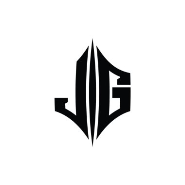 JG Letter Logo monogram altıgen elmas şekilli piercing stili tasarım şablonu