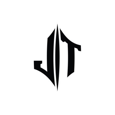 JT Letter Logo monogram altıgen elmas şekilli piercing stili tasarım şablonu