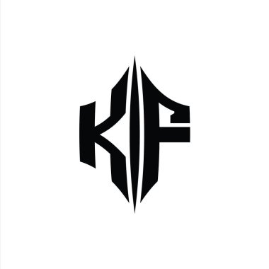 KF Harfi Logo monogram altıgen elmas şekilli piercing stili tasarım şablonu
