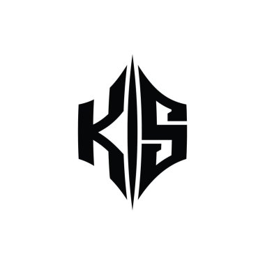 KS Harfi Logo monogram altıgen elmas şekilli piercing stili tasarım şablonu