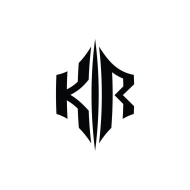 KR Letter Logo monogram altıgen elmas şekilli piercing stili tasarım şablonu