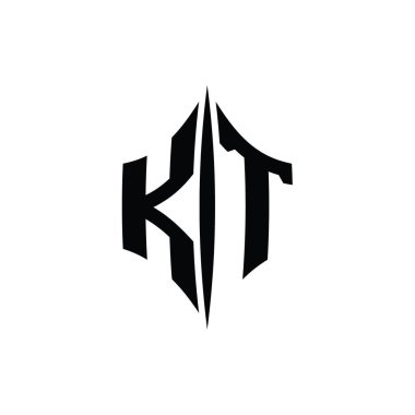 KT Letter Logo monogram altıgen elmas şekilli piercing stili tasarım şablonu