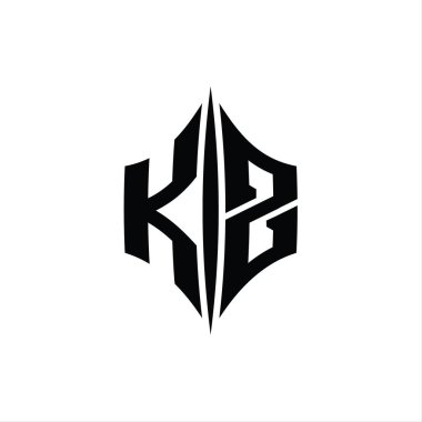 KZ Harf Logosu monogram altıgen elmas şekilli piercing stili tasarım şablonu