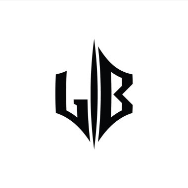 LB Harfi Logo monogram altıgen elmas şekilli piercing stili tasarım şablonu