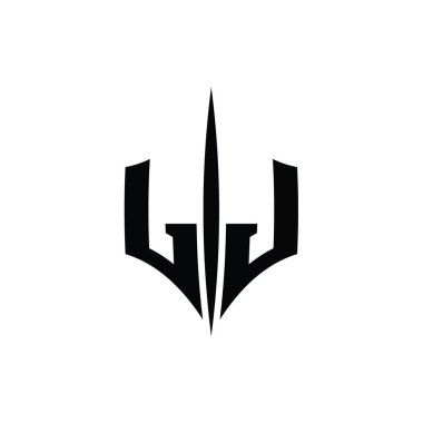 LJ Letter Logo monogram altıgen elmas şekilli piercing stili tasarım şablonu