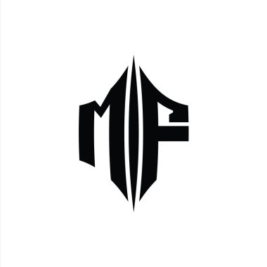 MF Letter Logo monogram altıgen elmas şekilli piercing stili tasarım şablonu