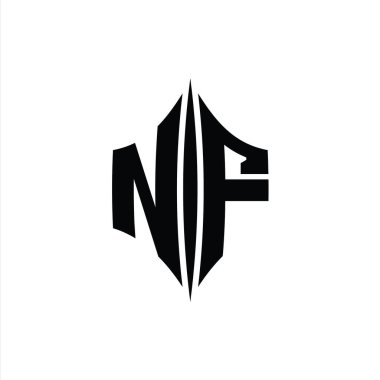 NF Harfi Logo monogram altıgen elmas şekilli piercing stili tasarım şablonu