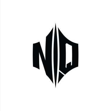 NQ Harfi Logo monogram altıgen elmas şekilli piercing stili tasarım şablonu