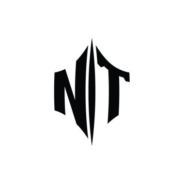NT Letter Logo monogram altıgen elmas şekilli piercing stili tasarım şablonu