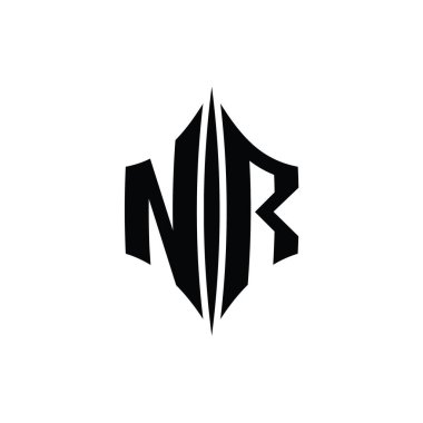 NR Letter Logo monogram altıgen elmas şekilli piercing stili tasarım şablonu