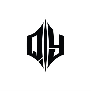 QY Letter Logo monogram altıgen elmas şekilli piercing stili tasarım şablonu