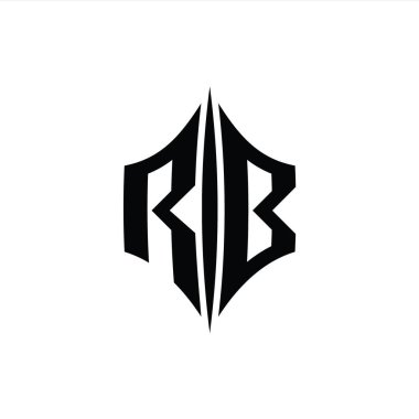 RB Harfi Logo monogram altıgen elmas şekilli piercing stili tasarım şablonu