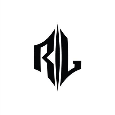 RL Harfi Logo monogram altıgen elmas şekilli piercing stili tasarım şablonu