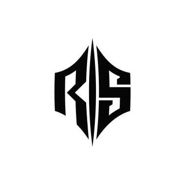 RS Harfi Logosu monogram altıgen elmas şekilli piercing stili tasarım şablonu