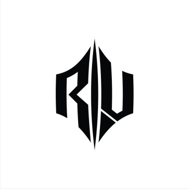 RV Letter Logo monogram altıgen elmas şekilli piercing stili tasarım şablonu