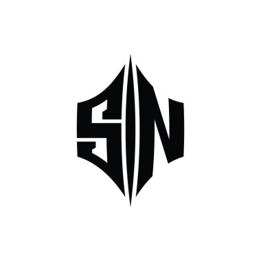 SN Letter Logo monogram altıgen elmas şekli piercing stili tasarım şablonu