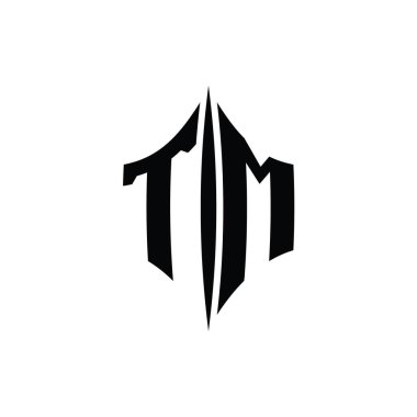 TM Harfi Logo monogram altıgen elmas şekilli piercing stili tasarım şablonu