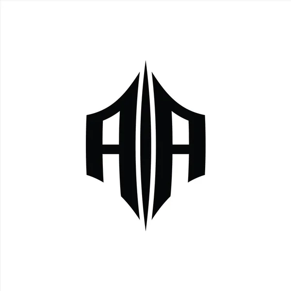 Aa字母Logo六角形菱形 带有穿孔样式设计模板 — 图库照片