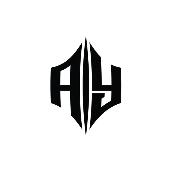 Ay手紙ロゴモノグラムピアススタイルのデザインテンプレートと六角形のダイヤモンド形状 — ストック写真