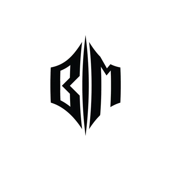 Harfi Logosu Monogram Altıgen Elmas Şekilli Piercing Stili Tasarım Şablonu — Stok fotoğraf