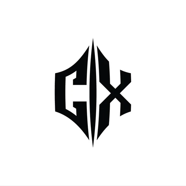 CX Letter Logo monogram hexagon diamond shape with piercing style design template